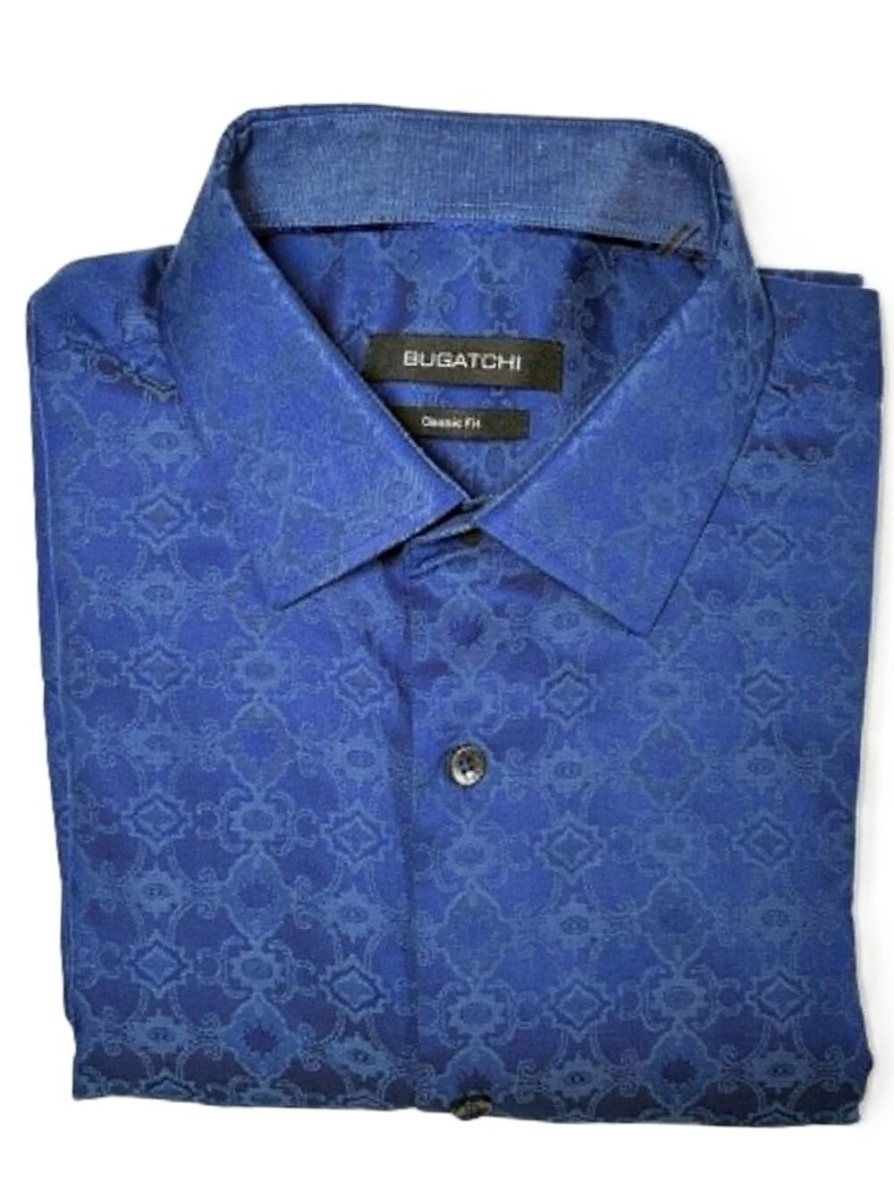 Bugatchi Classic Fit Dark Blue Brocade Button Up L/S Shirt Mens Sz M, SHIPS FREE